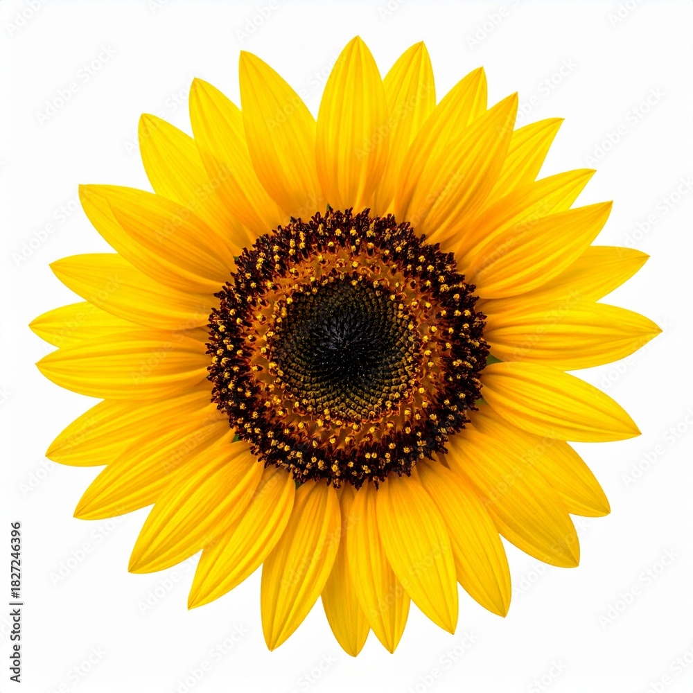 Fototapeta premium Vibrant Sunflower Blossom Isolated on White Background.