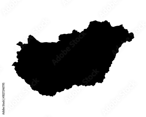 Elegant flat black vector illustration of Hungary country map silhouette for cultural, educational, and cartography use