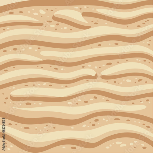 Abstract sandy texture with wavy lines and scattered grains in shades of beige and brown, resembling desert dunes.