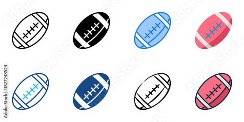 Football icon set multiple style vector collection 
