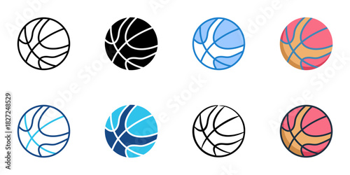 Basketball icon set multiple style vector collection 
