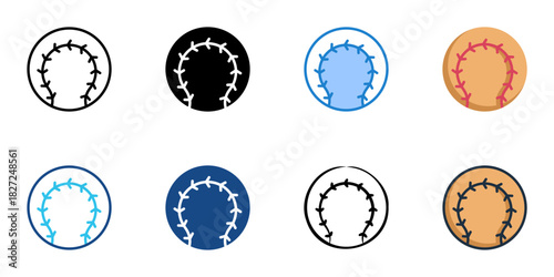 Baseball icon set multiple style vector collection 
