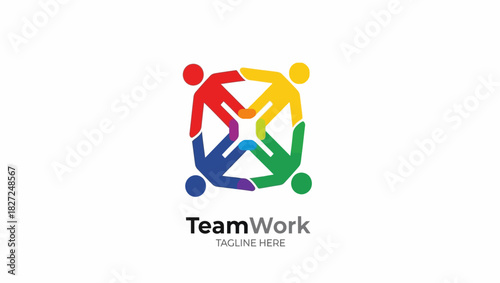 Colorful teamwork symbol representing unity collaboration and partnership