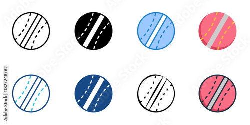 Cricket Ball icon set multiple style vector collection 
