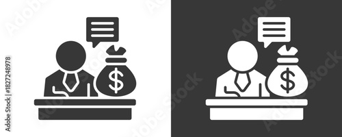 Financial Advisor Icon Set Vector Collection Isolated In Black And White