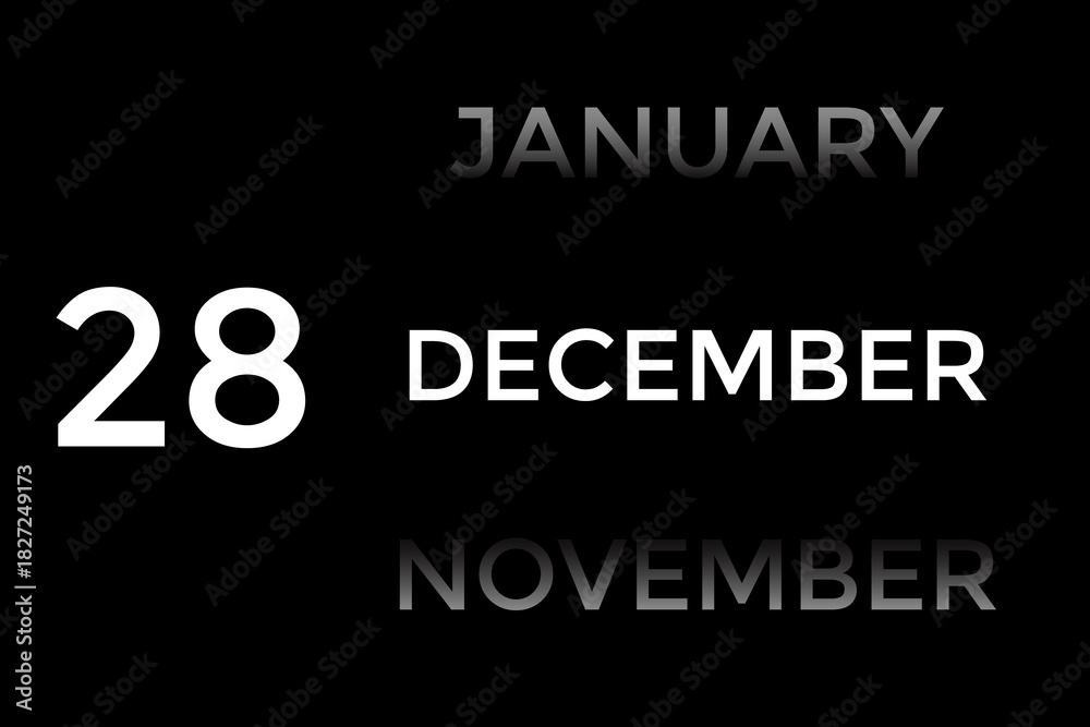 Obraz premium December 28 calendar with black background