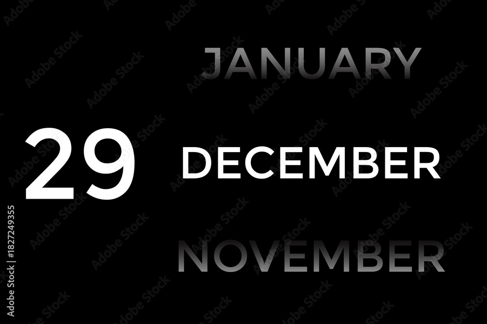 Obraz premium December 29 calendar with black background