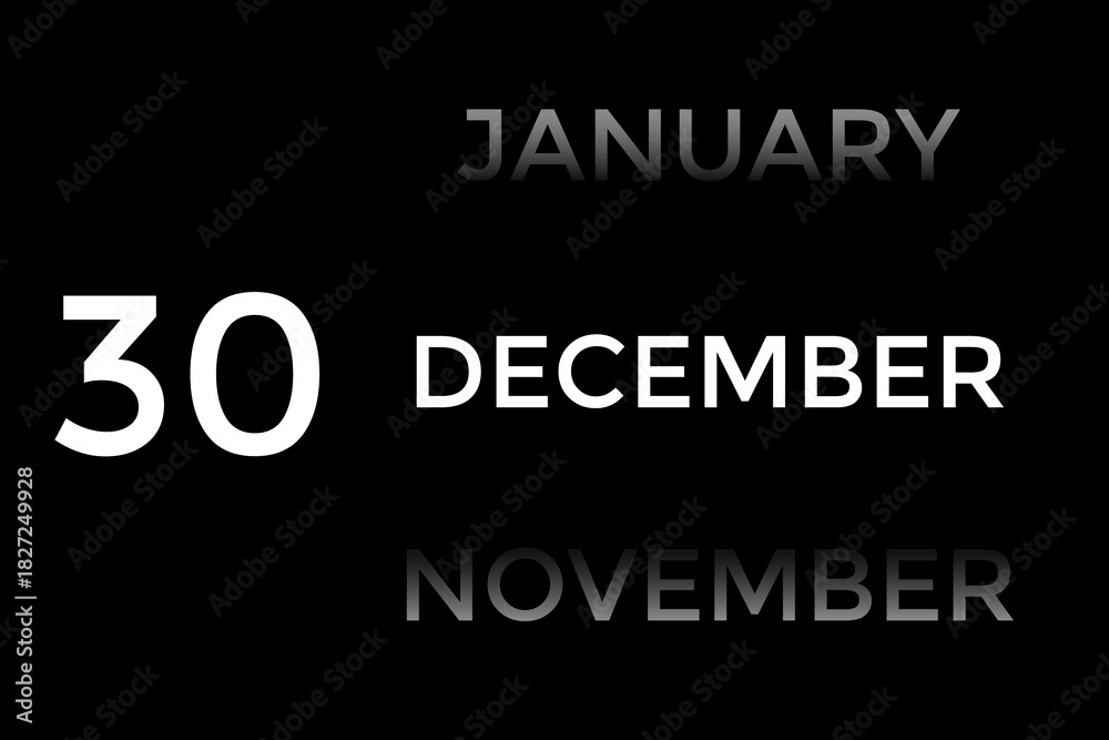 Obraz premium December 30 calendar with black background