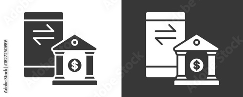 Mobile Banking Icon Set Vector Collection Isolated In Black And White