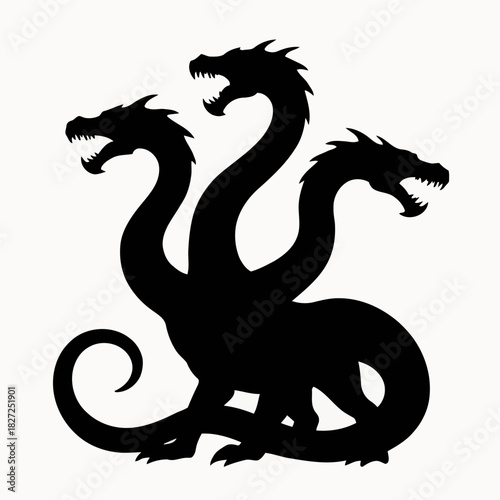 Simple silhouette vector illustration of a Hydra in sleek bold style