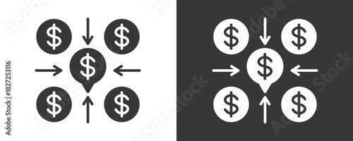 Financial Icon Set Vector Collection Isolated In Black And White