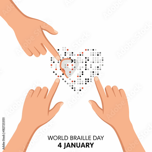 World Braille Day Heart Touching Hands Symbolizing Awareness and Support.