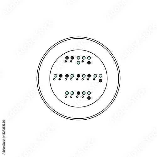 Braille circle design with raised dots for tactile reading and communication.