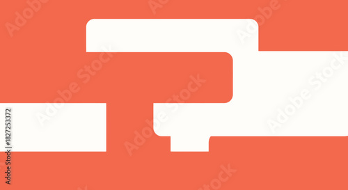 Abstract geometric pattern with white shapes on an orange background.