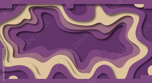Abstract Purple Layered Paper Cutout Background Design.