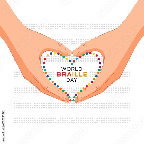 World Braille Day Heart Shape Hands Celebration.