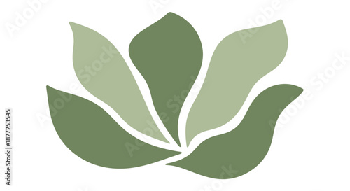 Elegant green floral symbol for branding and wellness.
