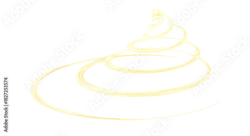 Abstract golden spiral light painting isolated on transparent background for design