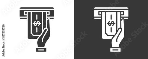 Atm Icon Set Vector Collection Isolated In Black And White