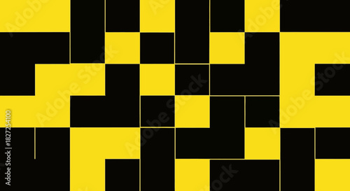 Abstract geometric pattern with yellow and black squares.