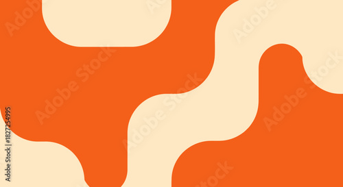 Abstract orange and beige shapes create a unique design.