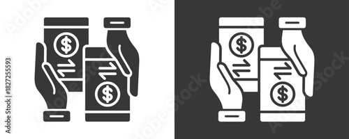 Money Transfer Icon Set Vector Collection Isolated In Black And White
