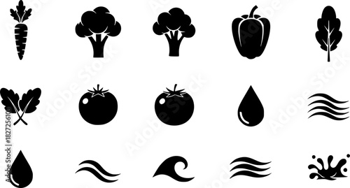 cooking icons with steam and food silhouettes