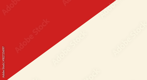 Abstract Diagonal Red and Cream Color Block Design.