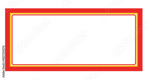 Red rectangular frame with golden border and white space.