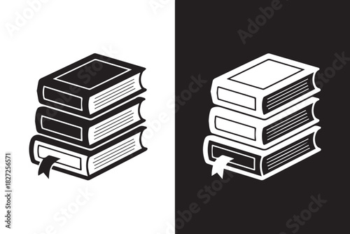 books stack bookmark icon vector minimal outline graphic for study