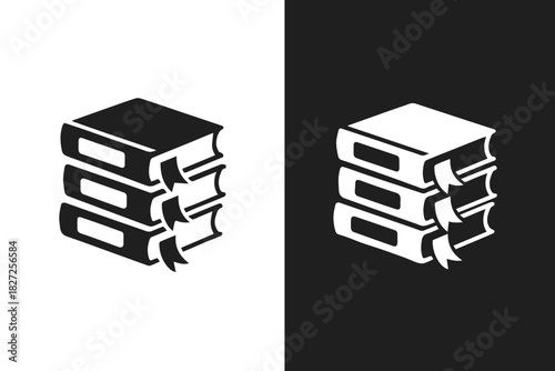 books stack ribbon bookmark vector icon set for education and reading