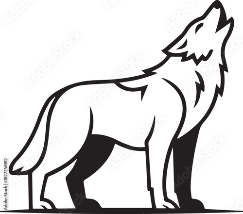 wolf silhouette lineart vector illustration for branding use