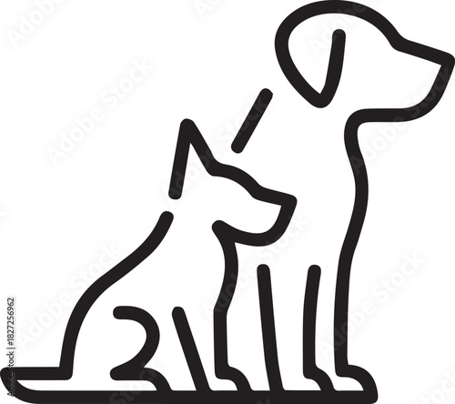 dog clipart two dogs together loyalty bond pet vector illustration