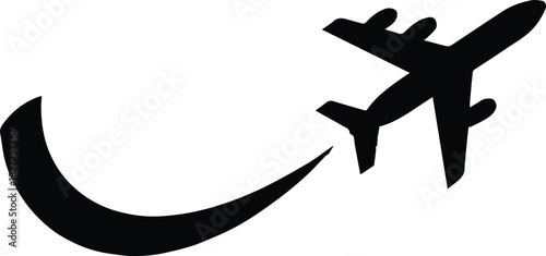 airplane flight path emblem plane symbol for transport logo