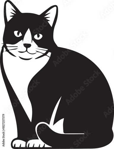 cat vector illustration monochrome sitting pose minimal design
