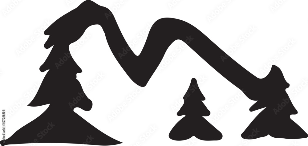 Fototapeta premium Moose Wildlife Silhouette Pattern with Forest Animals and Nature Elements