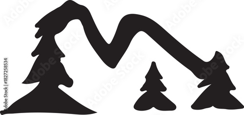 Moose Wildlife Silhouette Pattern with Forest Animals and Nature Elements