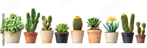 Variety of potted succulents and cacti arranged in a delightful display