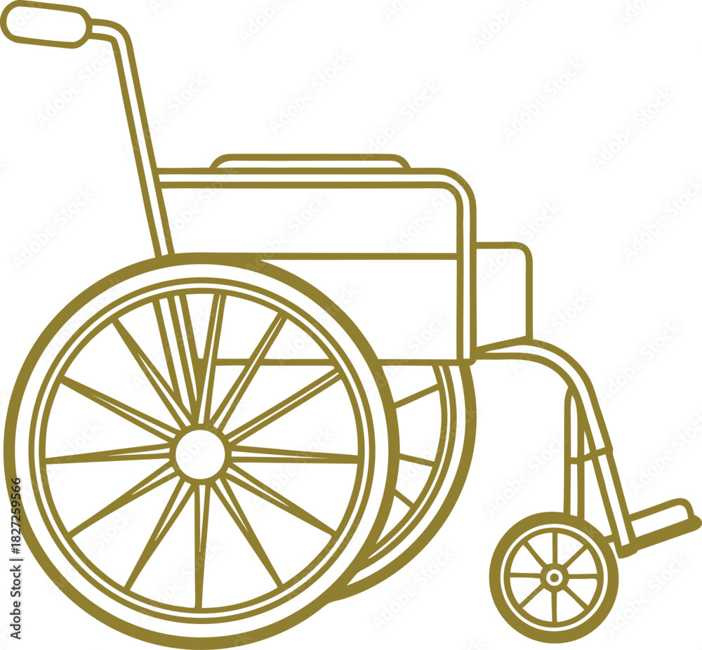 Fototapeta premium Gold outline of a wheelchair mobility disability