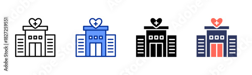 Hospital icon set multiple style collection