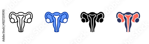 Uterus icon set multiple style collection