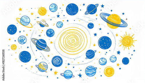 Whimsical Crayon Celestial Doodles for Kids Astronomy Book