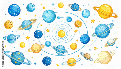 Whimsical Crayon Celestial Doodles for Kids Astronomy Book