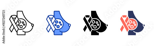 Breast Cancer icon set multiple style collection