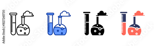Chemistry icon set multiple style collection