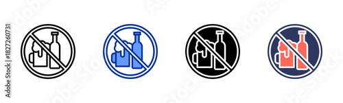 No Alcohol icon set multiple style collection