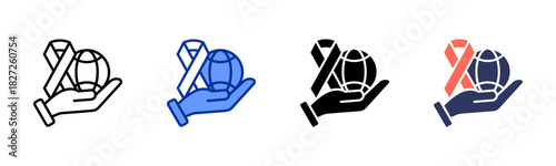 World Aids Days icon set multiple style collection