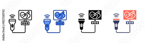Ultrasound icon set multiple style collection