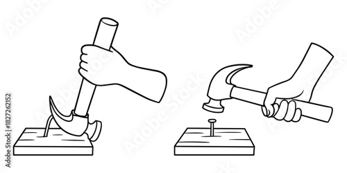 Hammering Nail: Illustrative Icon Displaying a Common Carpentry Task