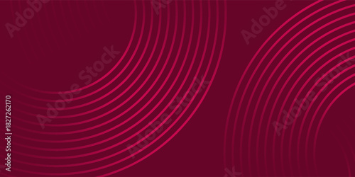 Abstract red background with glowing curve lines. Modern shiny red gradient geometric circle lines pattern. Futuristic concept. Suit for banner, brochure,